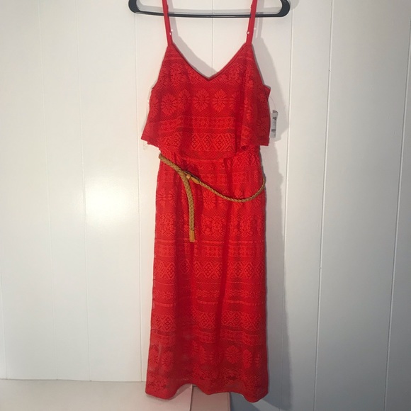 Charlotte Russe Dresses & Skirts - Charlotte Russe Dress Size M Red Lace With Belt